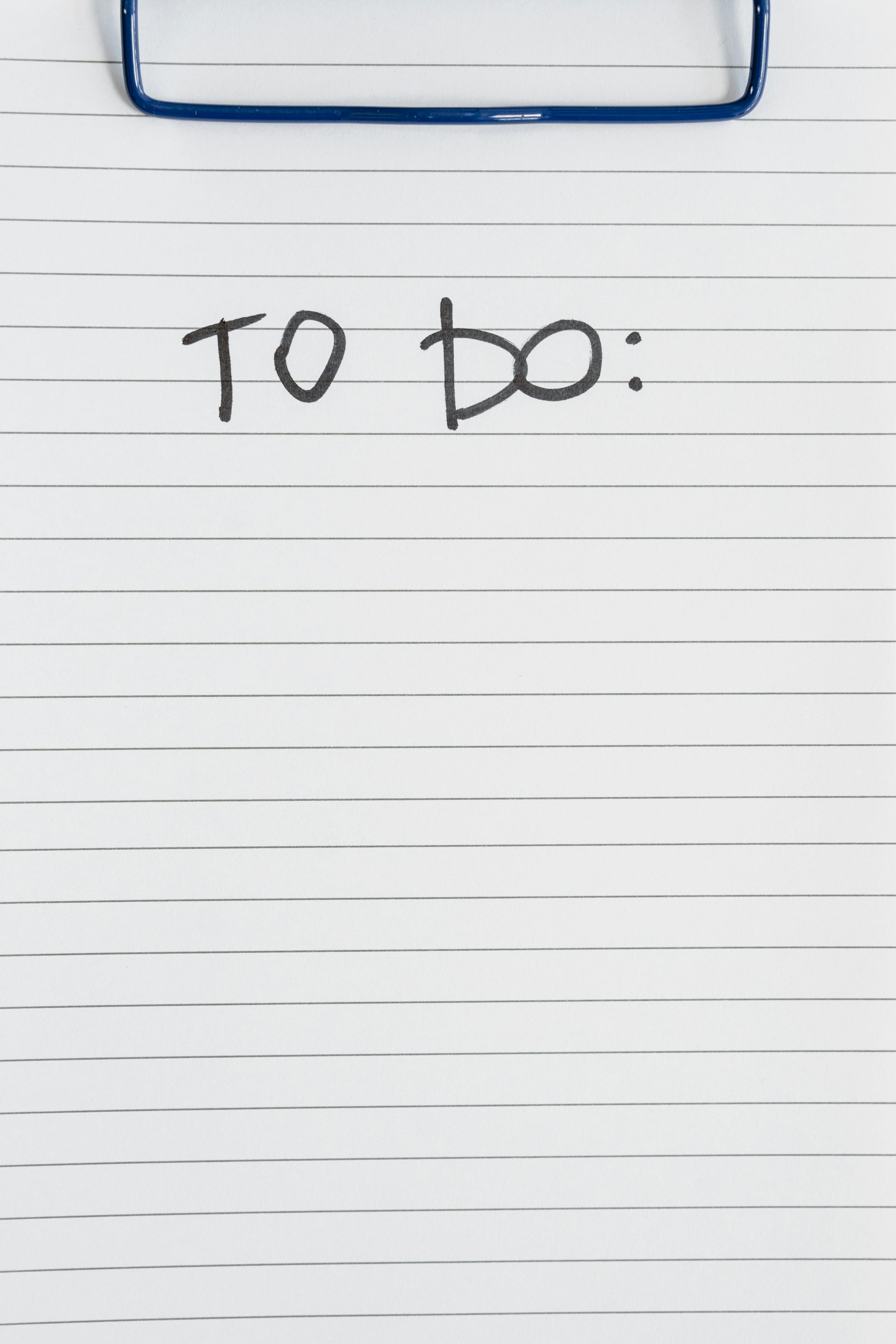 An image of a TODO list written on a pad of paper