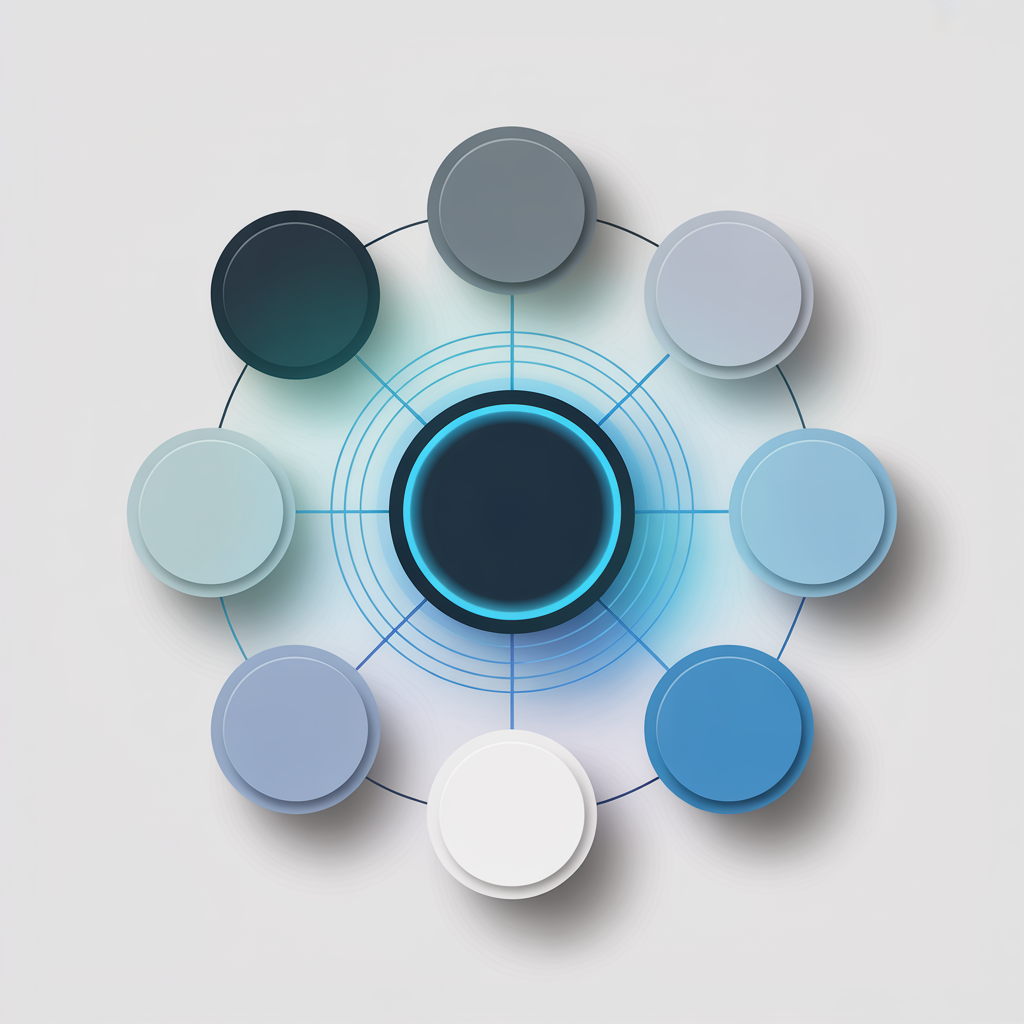 A central circle representing a pillar content, then connecting external circles representing supporting posts<br>